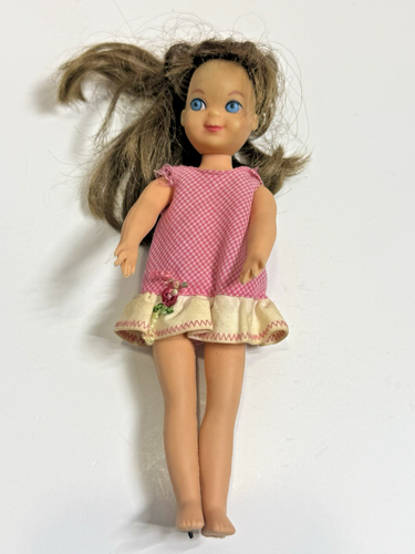 6” Vintage Mattel Barbie Tutti Doll 1960's Brunette w/ Spare Clothes & Play Case - Afbeelding 2 van 24
