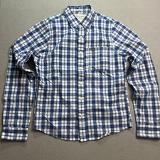 Abercrombie Fitch Men s Blue White Gingham Plaid Button Up Shirt Muscle Fit L