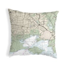Betsy Drake Vermilion Bay, LA Nautical Map Noncorded Indoor Outdoor Pillow 18x18