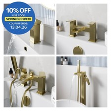 Waterfall Bathroom Taps Brushed Brass Basin Mixer Bath Filler Shower Tap Set