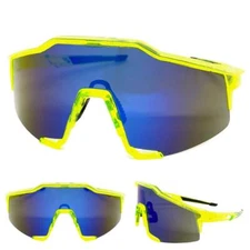 Oversized RETRO SPORTY WRAP AROUND Shield SUN GLASSES X-Large Huge Green Frame