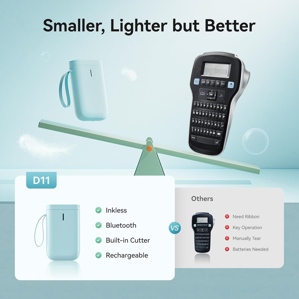 Portable D11 Label Maker Machine with Wireless Connection and Included Tape Portable D11 Label Maker Machine with Wireless Connection and Included Tape