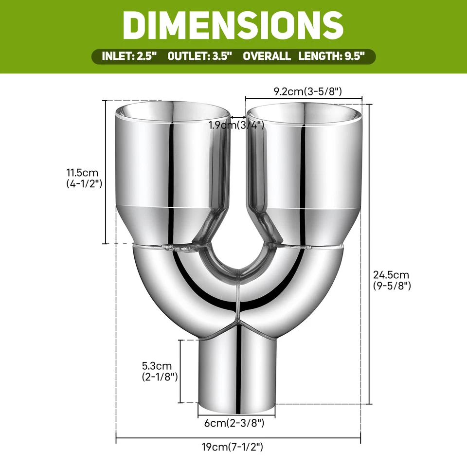 2.5" In 3.5" Out Double Wall Dual Exhaust Tip For Audi A4 S4 A6 A8 Quattro S6 S7 - Image 4 of 4
