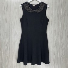 Maison Jules Dress Womens Large Black Bead Embellished Neckline Fit & Flare