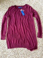 APT 9 Women  s Small Burgundy Long Sleeve Asymmetric Pullover Light Sweater
