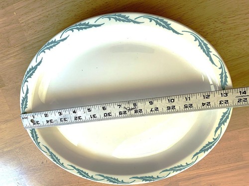 MCM Homer Laughlin China Serving Platter Plate White Green Leaves Oval 13.5" USA - Picture 4 of 7