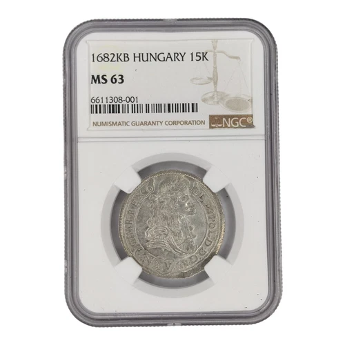 NGC MS63 1682 Hungary 15 Krajczar Silver Coin Leopold I 'Louis The Hogmouth'