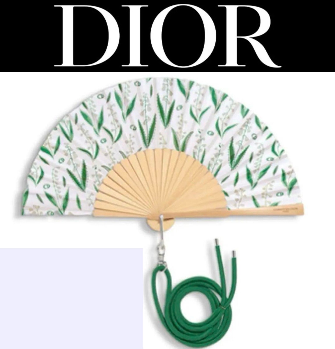 Christian Dior Folding Fan LUCKY Green Strap Mini size Sensu