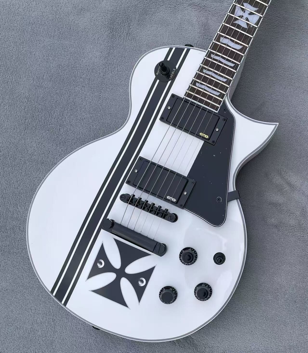 Custom ES Electric Guitar Actice Pickups Bone Nut Glossy Finished Guitarra