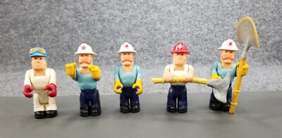 #ad #ad VINTAGE FISHER PRICE HUSKY HELPERS LOT OF 5 4 FIREMEN 1 RACE DRIVER PLUS 2 TOOLS $9.95