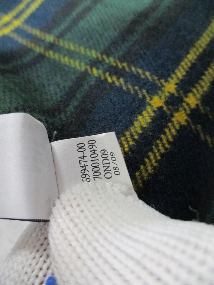 Antigua bufanda a cuadros azul marino tartán para hombre verde azul amarillo flecos para hombre 12x70 usada en excelente estado Foto 4 de 4