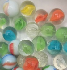 Bag of glass Marbles Assorted Colors styles 50 Count plus 1 Super Shooter