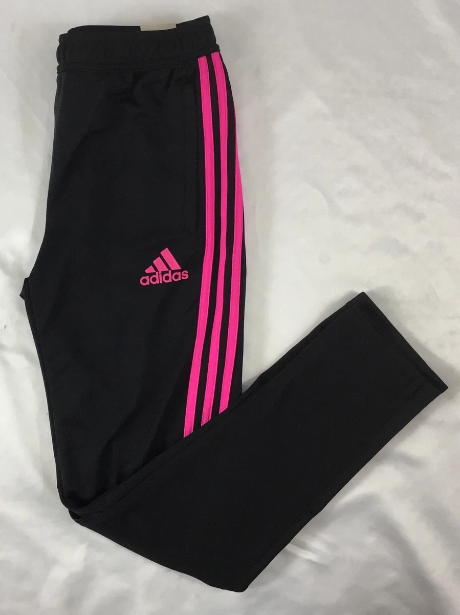 Adidas YOUTH TIR017 Climacool Soccer Sweat Pants Black Pink CF1149 Size M