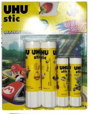 UHU stic MarioKart 2 x 21g 2 x 8,2g Clever Sparpack Made in Germany NEU OVP