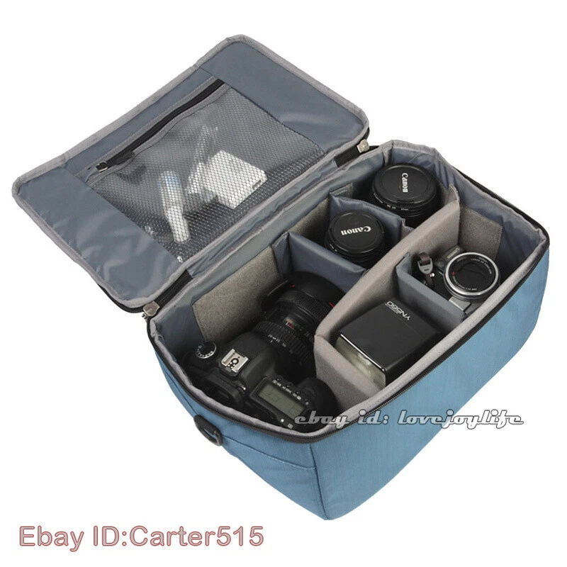 Bolso de hombro grande con lente de cámara DSLR estuche insertable partición para Canon Nikon Sony Foto 4 de 4