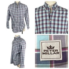 Men's Peter Millar Multi-Toned Plaid 100 Cotton Long Sleeve Button Down Large