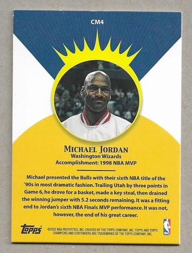 2001-02 TOPPS TCC "CROWNING MOMENT" MICHAEL JORDAN #CM4 BULLS NM-MT+ - Picture 2 of 2