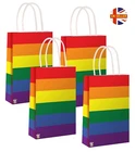RAINBOW STRIPE BRIGHT PARTY PAPER LOOT GIFT BAGS -  FUN BIRTHDAY GOODY BAG PRIDE