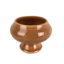 Vtg McCoy Pottery Harmony / Floraline Brown Ringware Pedestal Ceramic Planter