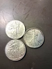 lot of 3 american silver eagles mixed dates