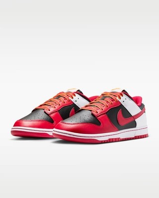 Nike Dunk Men s Low Top Lace-Up Athletic Sneaker Colorblock Red Black White