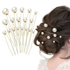 18 Pieces Wedding Pearl Hair Pins, U Pearl Shaped Hair Accessories