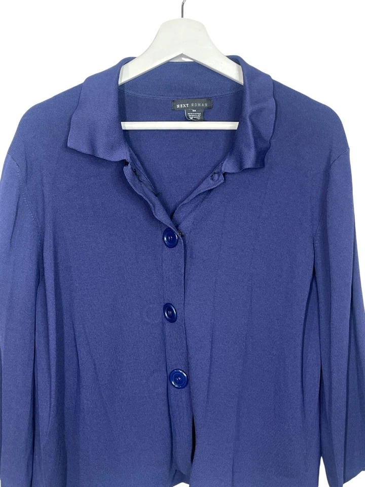 Chaqueta cárdigan Next Woman Plus 3X azul marino con botones Top ropa de trabajo capas Foto 3 de 4