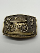 Vintage BTS Solid Brass Steam Engine Train Belt Buckle Made in USA