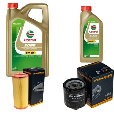 Inspektionspaket Castrol EDGE Titanium 5W-30 LL 6L für Audi A2 1.4 1.6 FSI VW