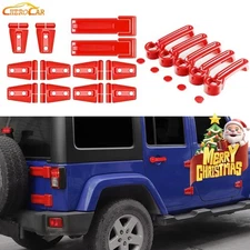 44pc Red Interior Door Hood Hinge Handle Cover Trim Kit For 07+ Jeep Wrangler JK