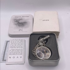Avon Silver Pocket Watch with Chain