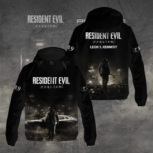 Resident Evil Requiem x Leon Scott Kennedy 3D Windbreaker Jacket Hot - product listing photo