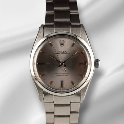 Rolex Oyster Perpetual 36mm Silber Zifferblatt Edelstahl Herren Uhr 1018 Vintage