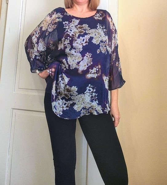 Women Phase Eight Shirt Navy Silk M