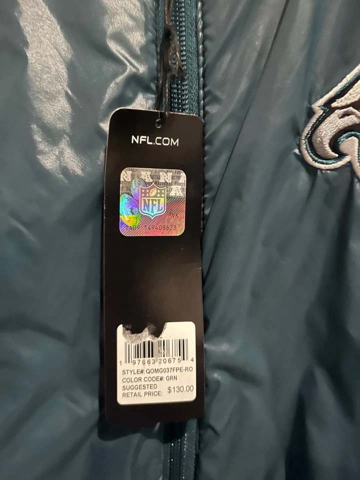 Chaqueta Sherpa Philadelphia Eagles NFL Reversible Satén Verde Blanco Juvenil XL NUEVA CON ETIQUETAS Foto 4 de 4