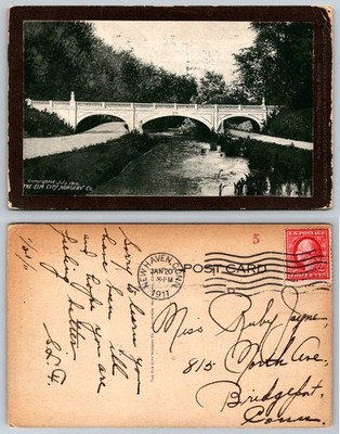 1911 New Haven CT Edgewood Parkway Bridge RPPC Postcard Elm City Nursery