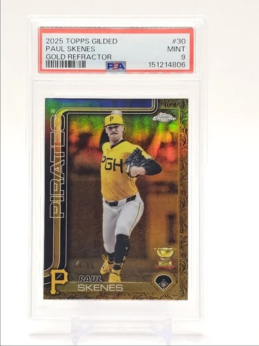 PAUL SKENES 2025 TOPPS CHROME GILDED GOLD CUP GOLD REFRACTOR /99 PSA 9 Q2754