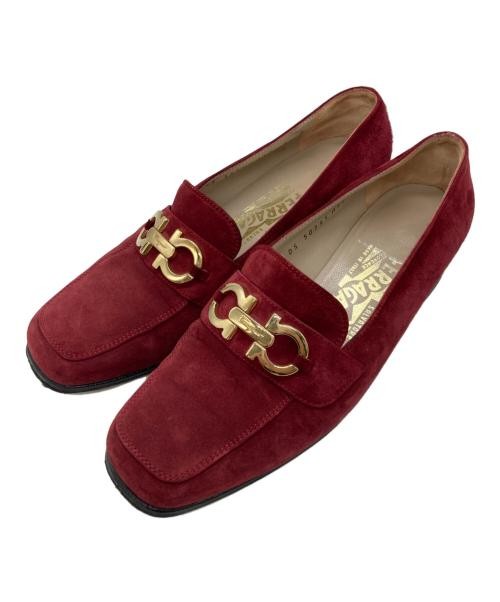 Salvatore Ferragamo Gancini red suede loafers