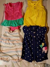 Carter's Baby Girl Rompers Dresses 6 Months Summer Outfits Shorts Lot Bundle Of4