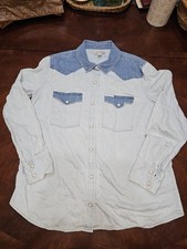 Vintage Calvin Klein 2-Toned Denim Button Down Snaps Long-Sleeve