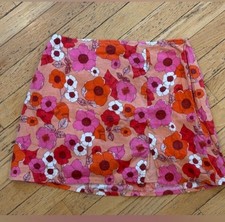 Urban Outfitters Floral Mini Skirt Pink Orange Red White Zip Closure Size M