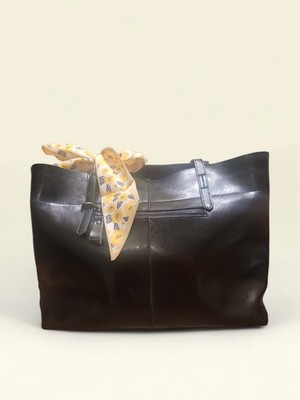 Kattee Split Cow Leather Large Handbag Tote Shoulder Bag in Black