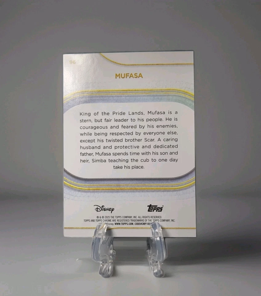2025 Topps Chrome Disney MUFASA.# 5/10 BLACK MINI DIAMOND REFRACTOR. LION KING - Image 3 of 3