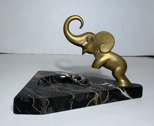 Large ART DECO BRONZE ELEPHANT & MARBLE ASHTRAY HAGENAUER ERA AUSTRIAN