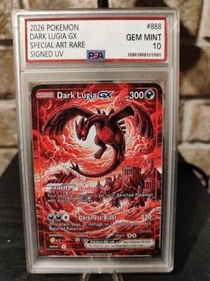 Pokemon DARK Lugia Gx SAR Signed UV Italian Artist F.C 16 Of 33 Fan Art 