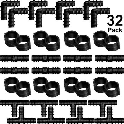 Maitys Irrigation Fittings Kit for Tubing 32 Piece Set, 8 Tees, 8 3/4 Inch