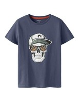 Name IT Nkmlorne SS Top, Damen Shirt, Kurzarm, GrößE M, Blau, Baumwolle
