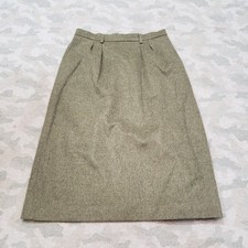 True Vintage Orvis Skirt Womens 12 Green Wool Blend Pleated Zip Feller 70s