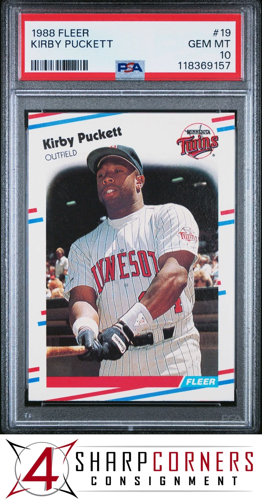 1988 FLEER #19 KIRBY PUCKETT TWINS HOF PSA 10
