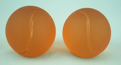 La Murrina Pair paperweights Murano glass sandblasted orange Tennis balls 1900 - Picture 7 of 24